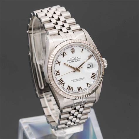 rolex datejust numeeri romani quadrantee bianco donna bracciale giubileau|Rolex Datejust 36 Bianco Jubilee 16233 White Milk Romani .